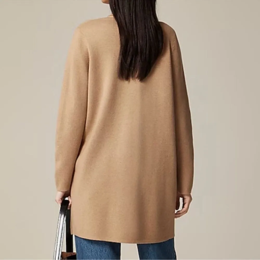 J. Crew Juliette Collarless Open Cardigan Sweater Camel Size L - Image 2