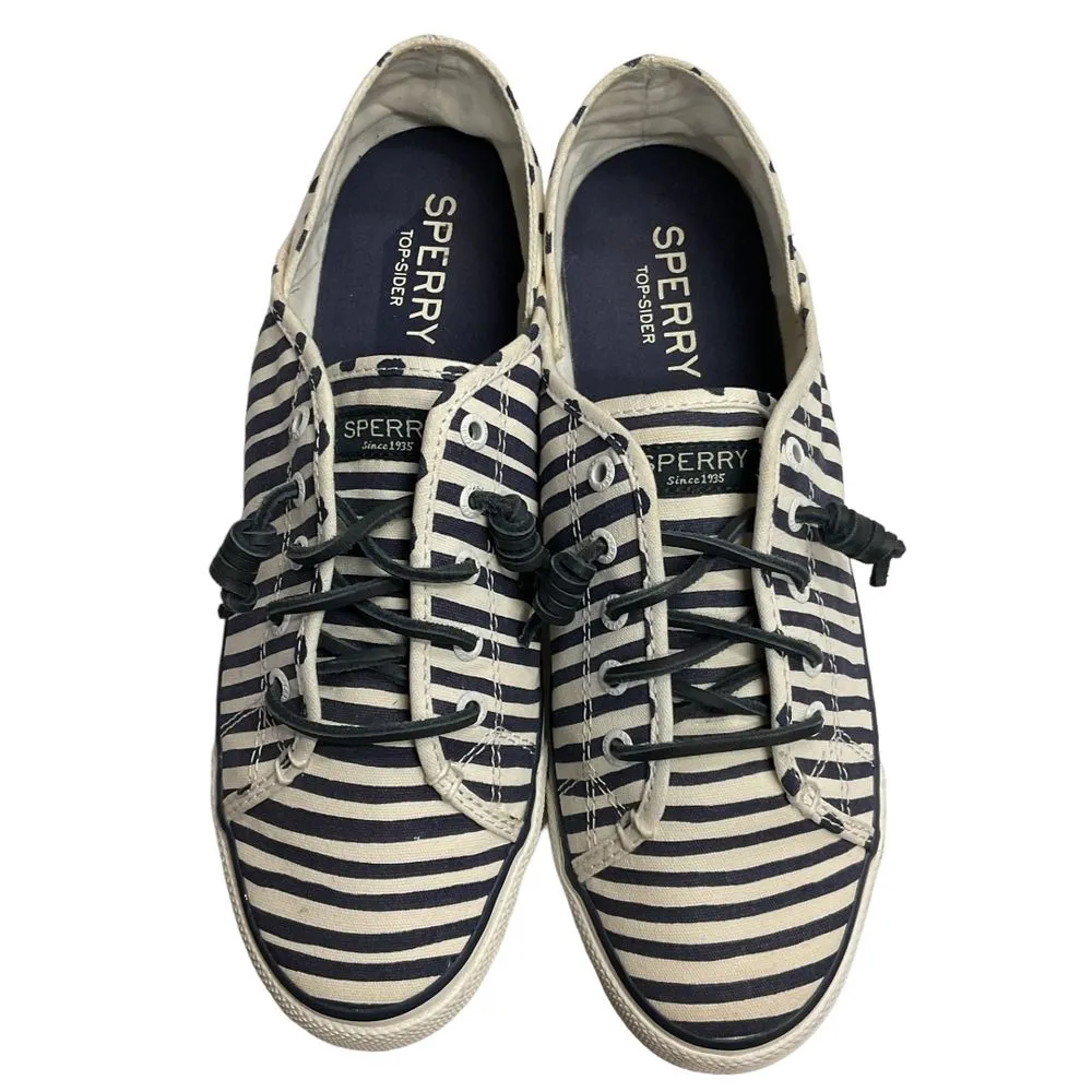 Sperry Women's Slip On Striped Dots Sneakers‎ Size 9 Navy White  Canvas Comfort - Image 3
