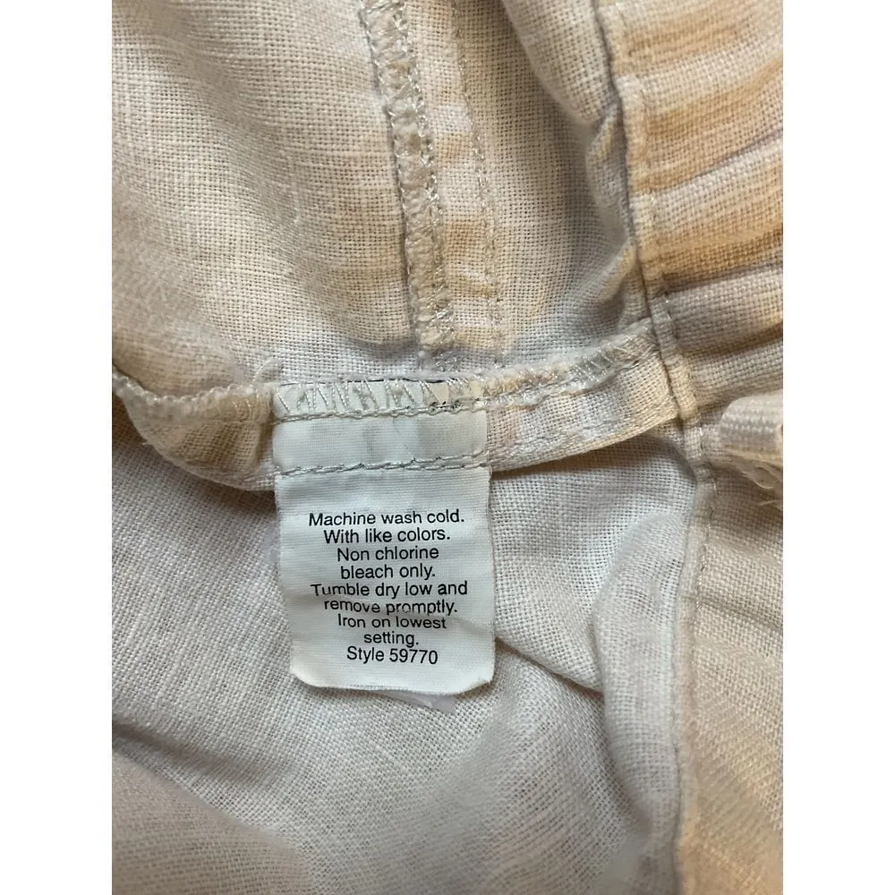 J. Crew Women's‎ Linen Cotton Ankle Pants Size XS Beige Pull On Wide Leg - Image 11