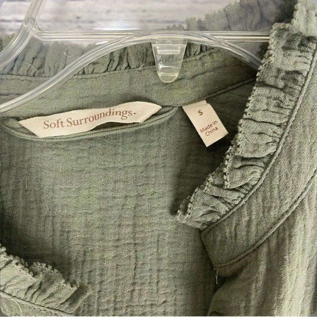 Soft surroundings Big Sur gauze cotton dress in olive green - Image 5