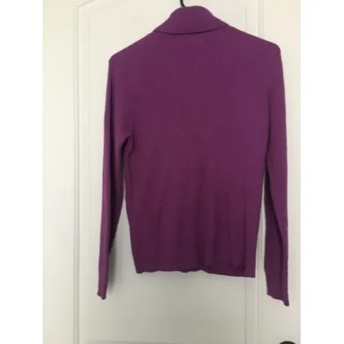 KAREN SCOTT Women's Sweater Sz M Stretch Ribbed Long Sleeve Turtle Neck Purple - Image 8