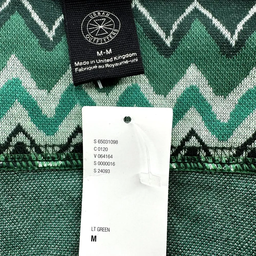 Urban Outfitters Peachy Pelmet Chevron Mini Skirt Stretch Low Rise Green M NWT - Image 3