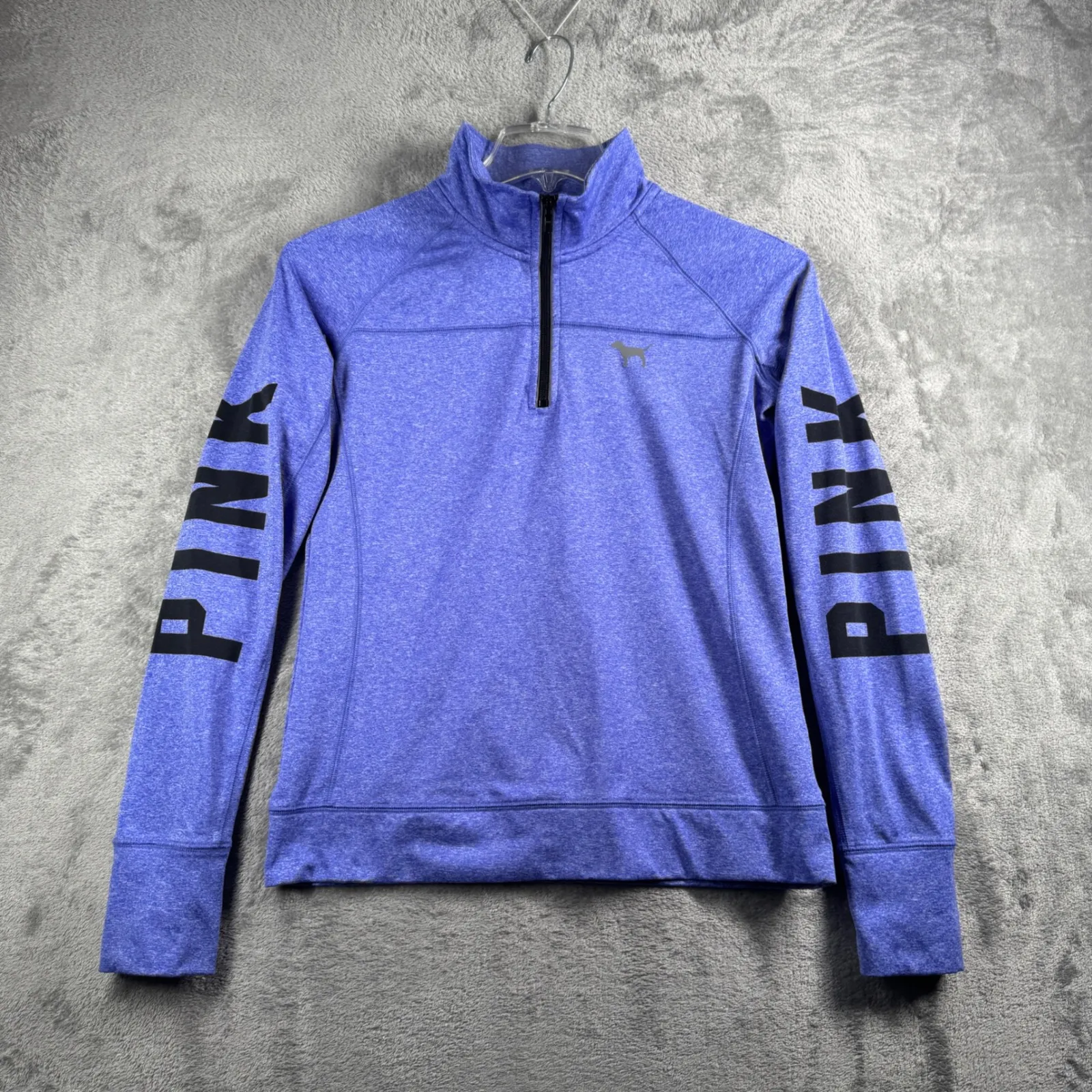 PINK Victorias Secret Quarter Zip Sweatshirt Women M Purple Blue Athleisure Logo - Image 2