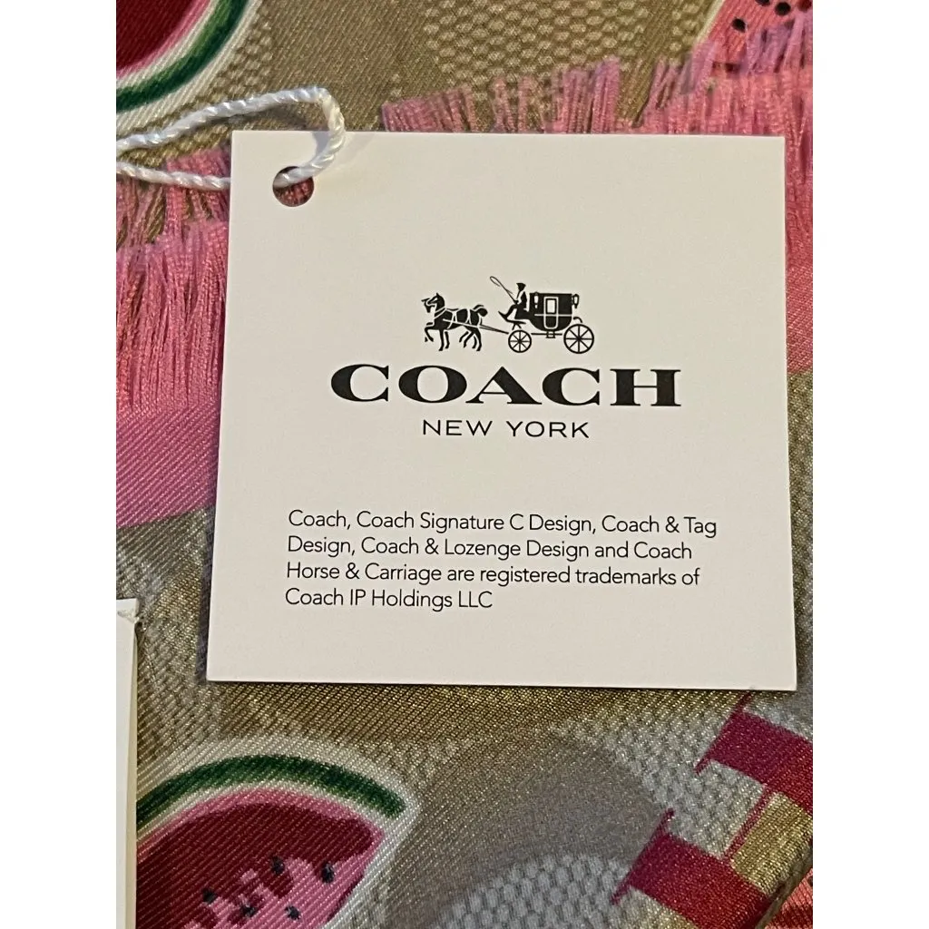 COACH Outlet Signature Watermelon Print Silk Square Scarf Discontinued NLM - Image 5