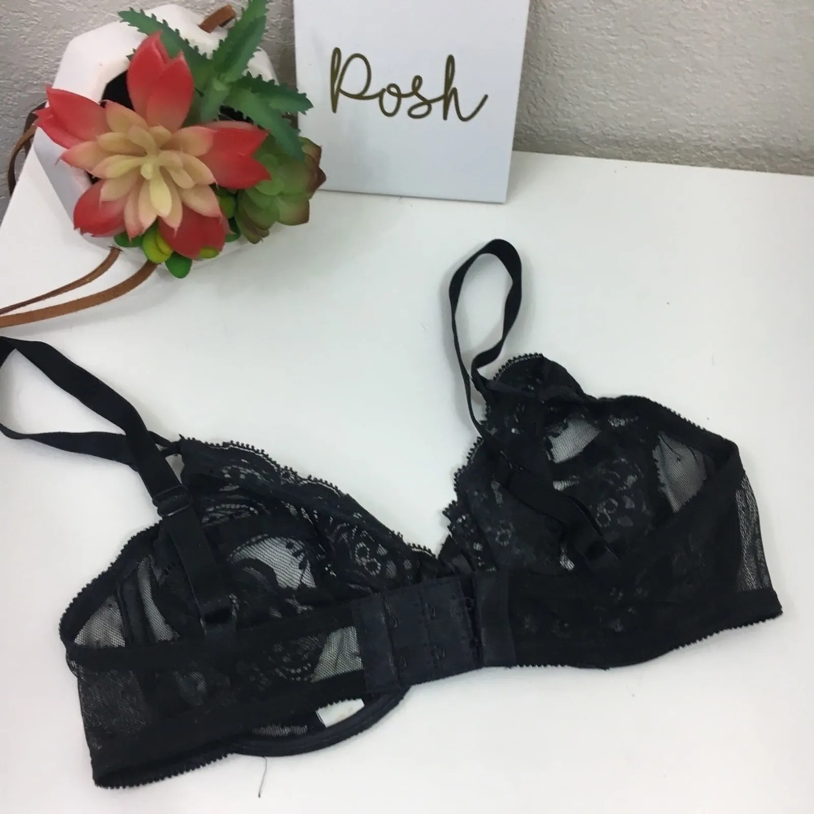 Victoria’s Secret VS Vtg vintage Gold Label black lace bra 34C - Image 4
