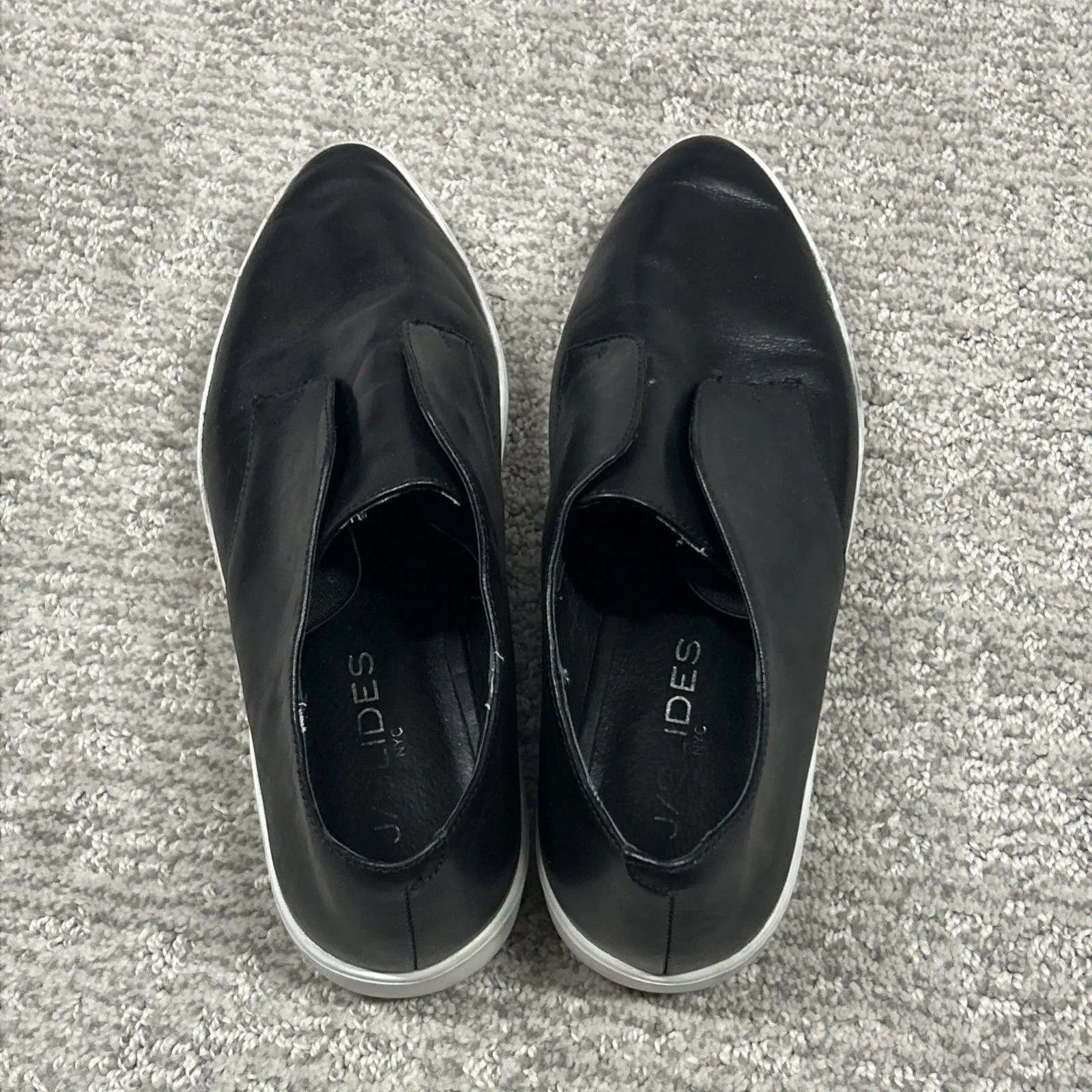 J Slides Alara Sneakers Womens 6.5 Black Leather Platform Shoes Slip On - Image 4