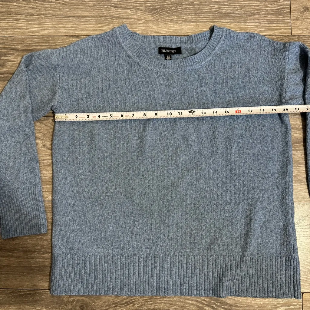 Ellen Tracy Women Light Blue Knit Crew Neck Long Sleeve Relaxed Fit Sweater Sz M - Image 13