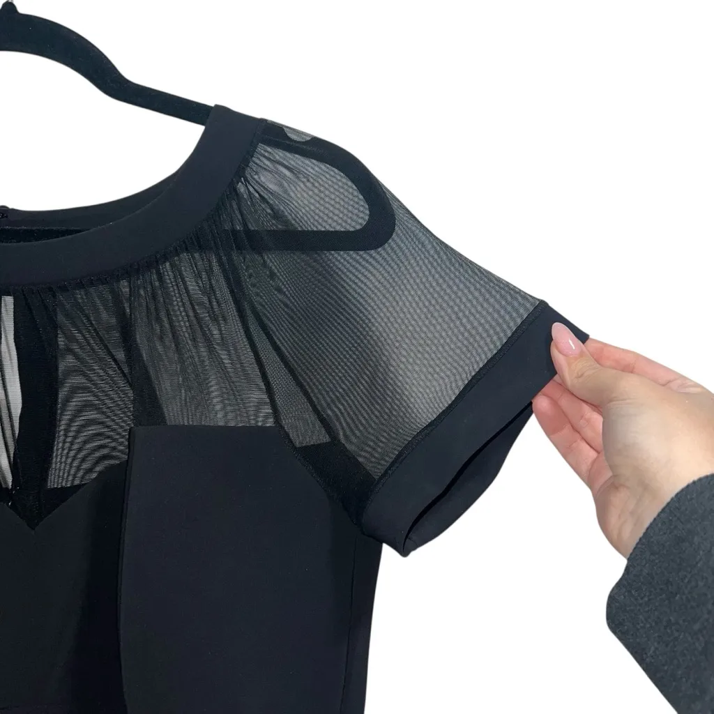 NEW NWT Chiara Boni La Petite Robe Floria Short Sleeve Illusion Midi Dress Black - Image 6