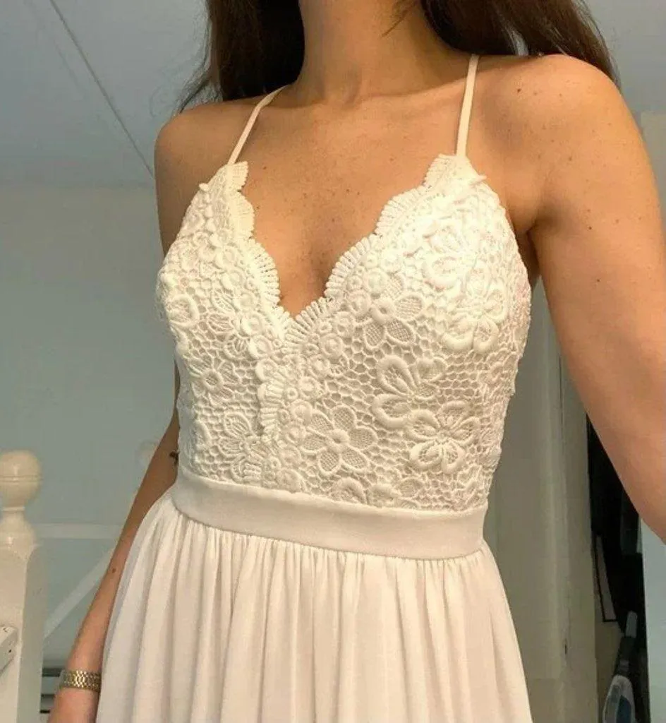 Crochet Trim Sheer Maxi Dress White Size S - Image 4