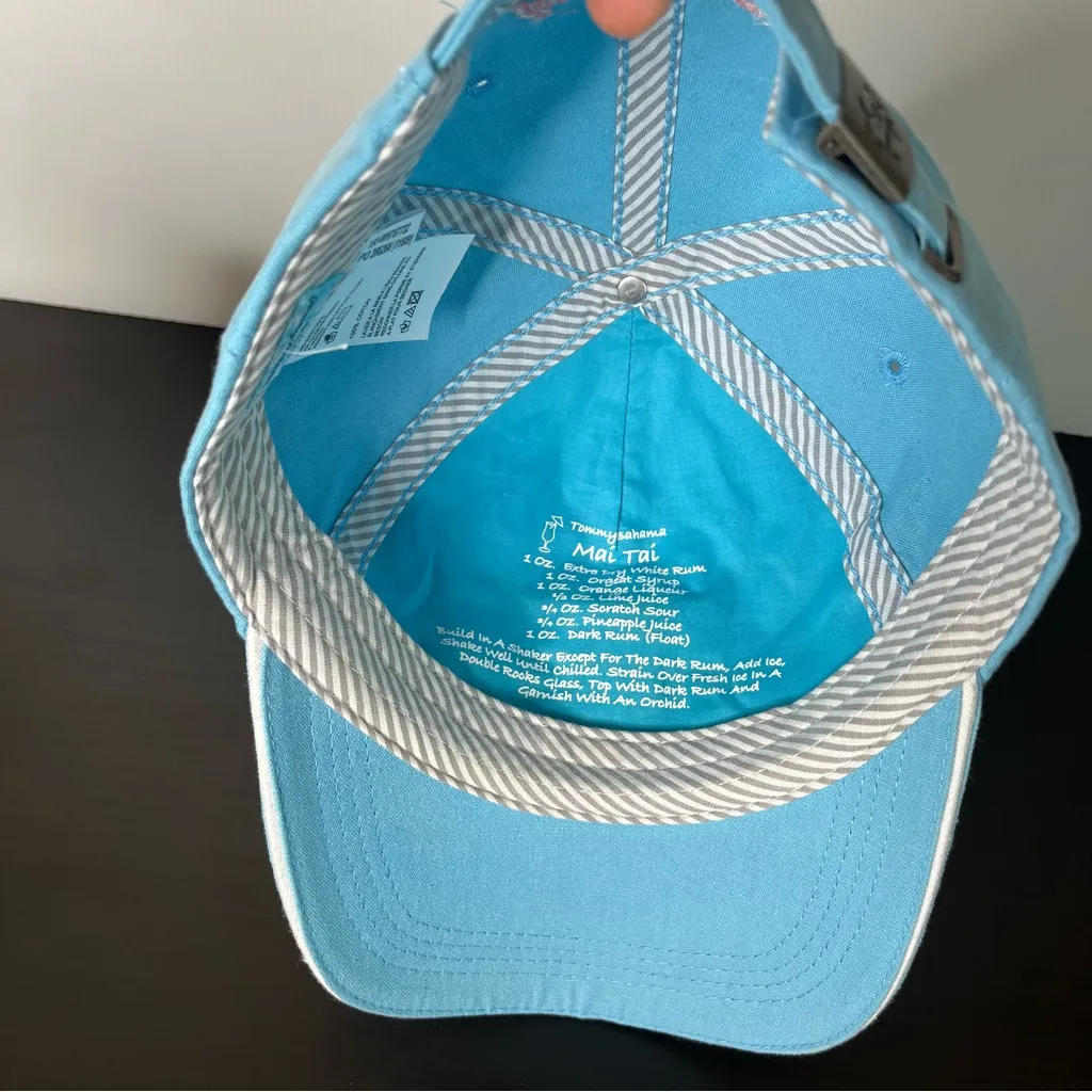 Tommy Bahama Mai Tai Light Blue Baseball Cap Sequin Beach Vacation Glam Casual - Image 7