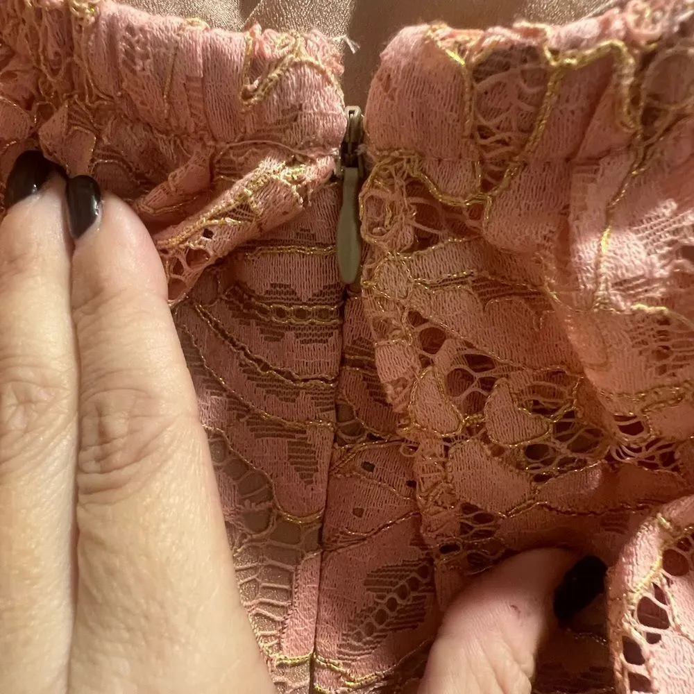 NWT dress the population Reese of the Shoulder rose‎ petal lace maxi dress XS - Image 11