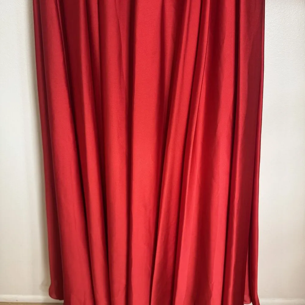 vtg Cameron Blake Dress Womens 10 Red Beaded Evening Gown Formal Prom Strapless - Image 9