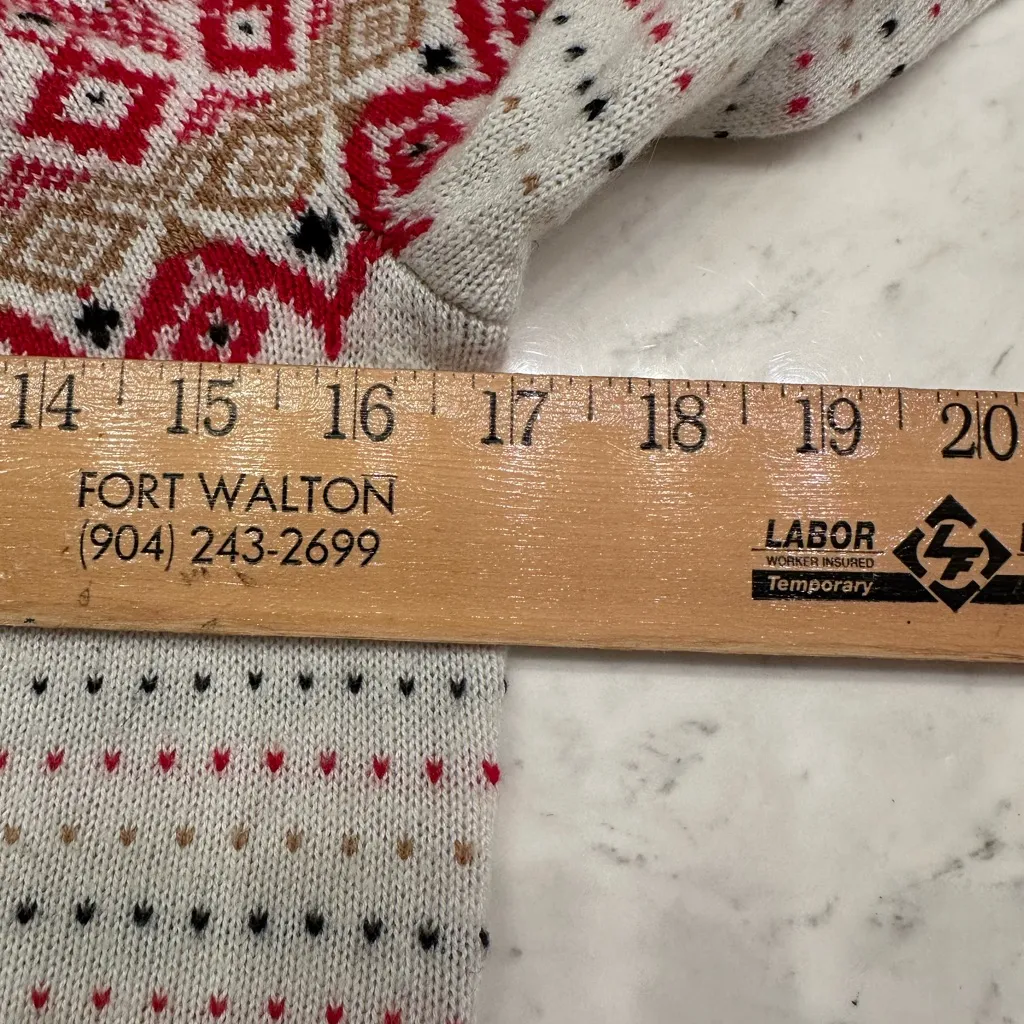 Talbots Diamond Fair Isle Cabincore Apres Ski Sweater Colorful Lambswool Size XS - Image 7