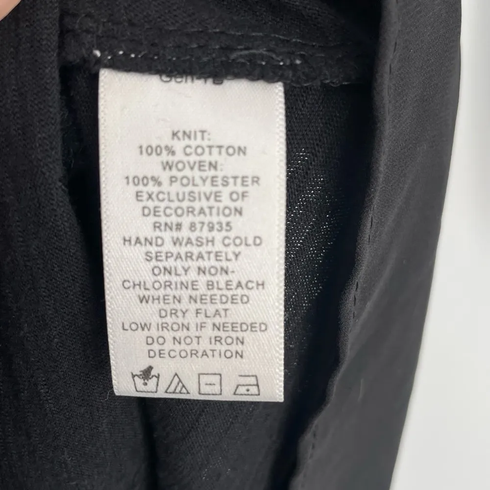 Logo Lori Goldstein 3/4 Sleeve Black Babydoll Embelished Whimsigoth Tunic Top XS - Image 5