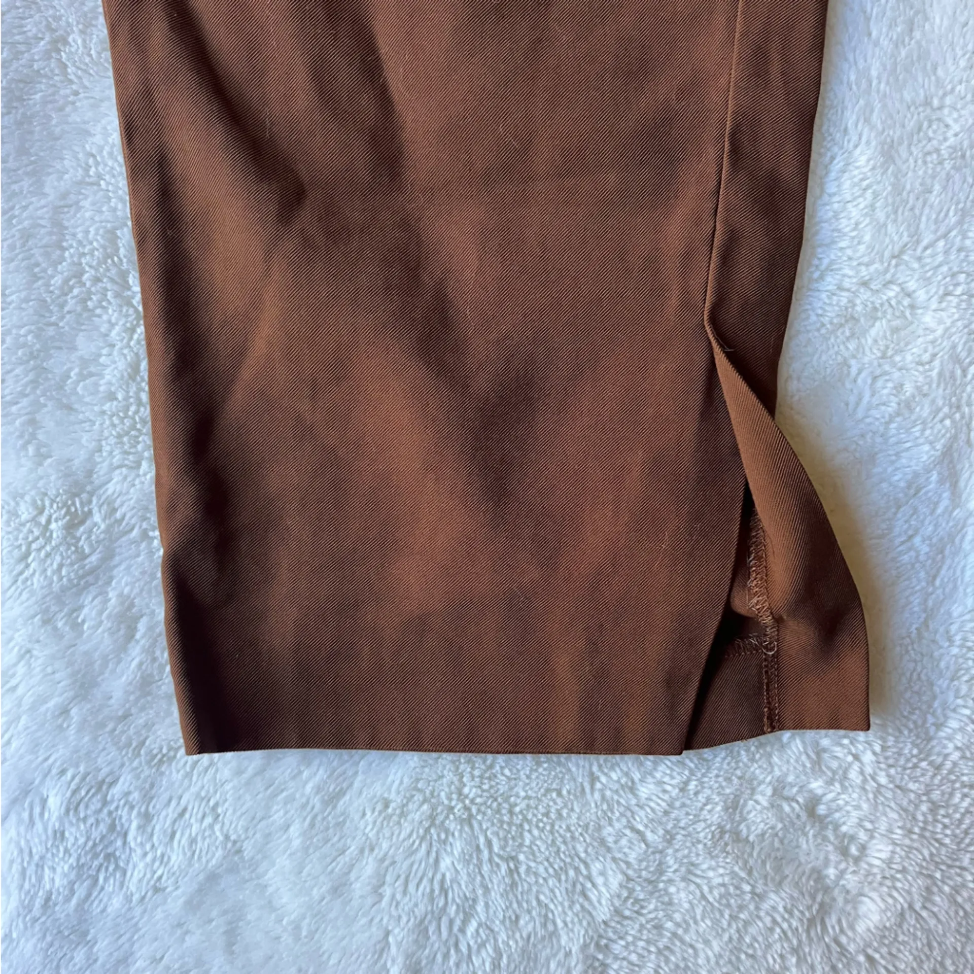 Vince Pull On Elastic Waist Faux Closure High Waist Semi-Satin Camel Pants - Image 7