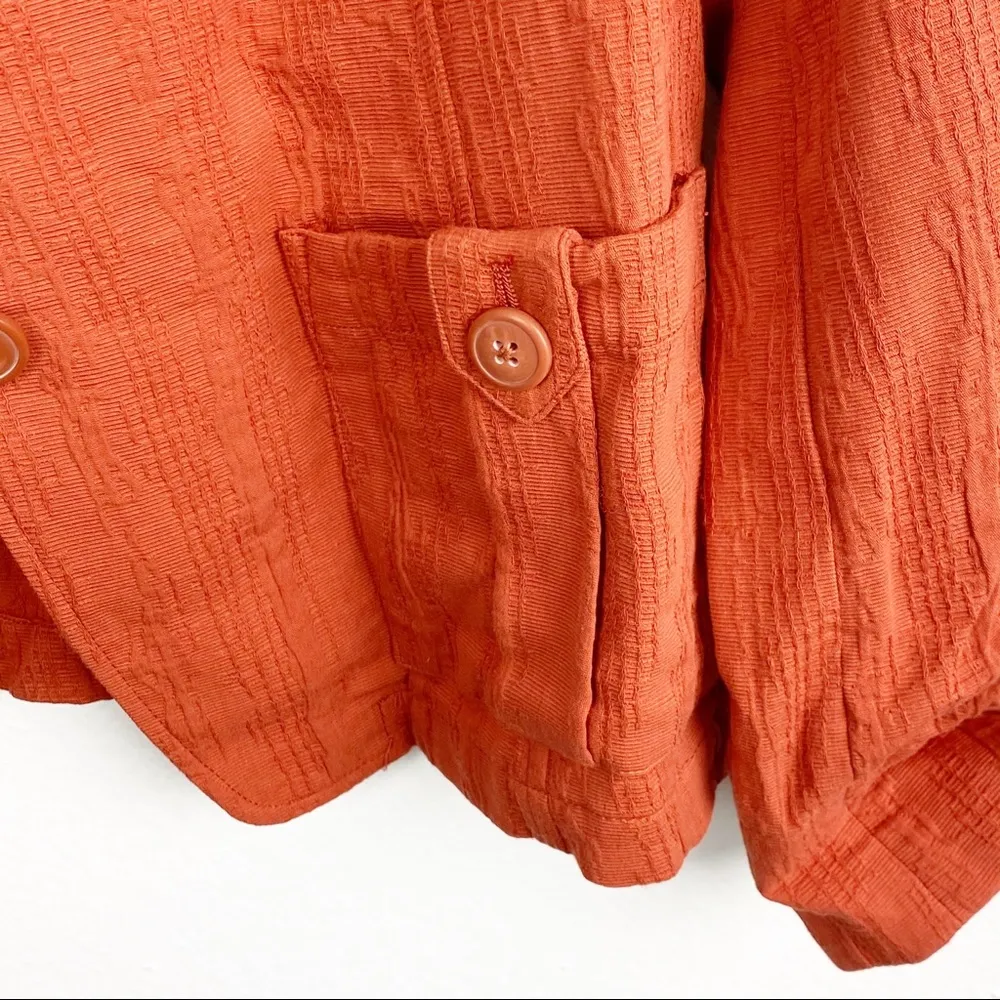 COLDWATER CREEK 100% Cotton Burnt Orange Three Button Blazer Jacket, Size 14 - Image 7