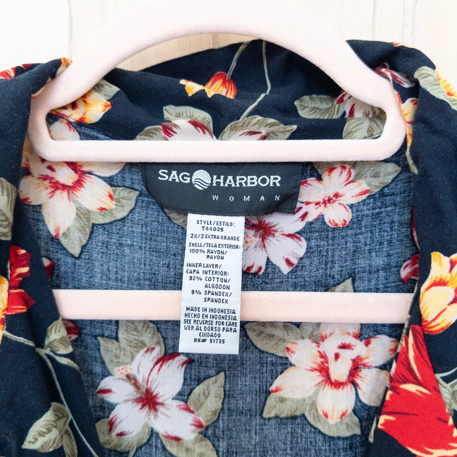 VTG Sag Harbor Women 90s Floral Blouse Size 2X Black Multi Cottage Boho Romantic - Image 4