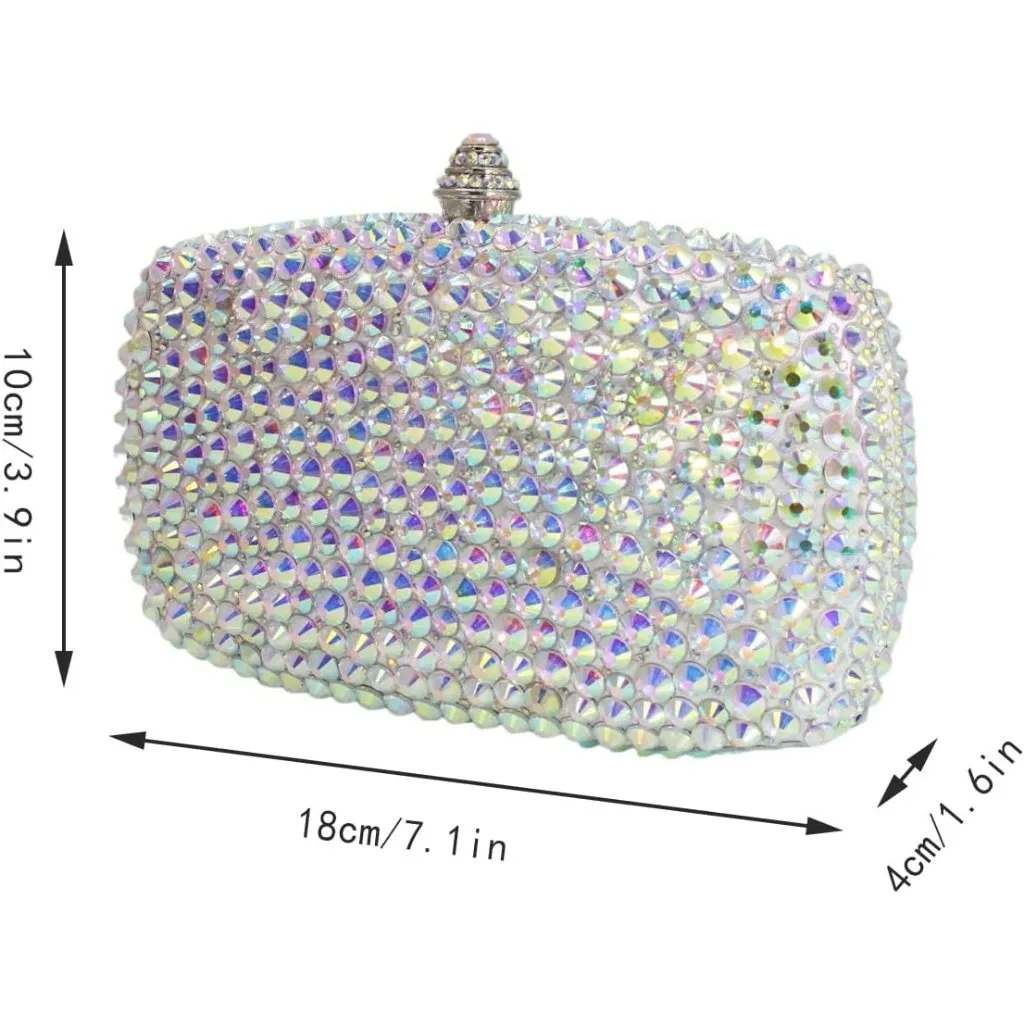 ⚡ Women's Silver Rhinestone Diamond Glitter Shining Evening Crossbody Bag - Image 3