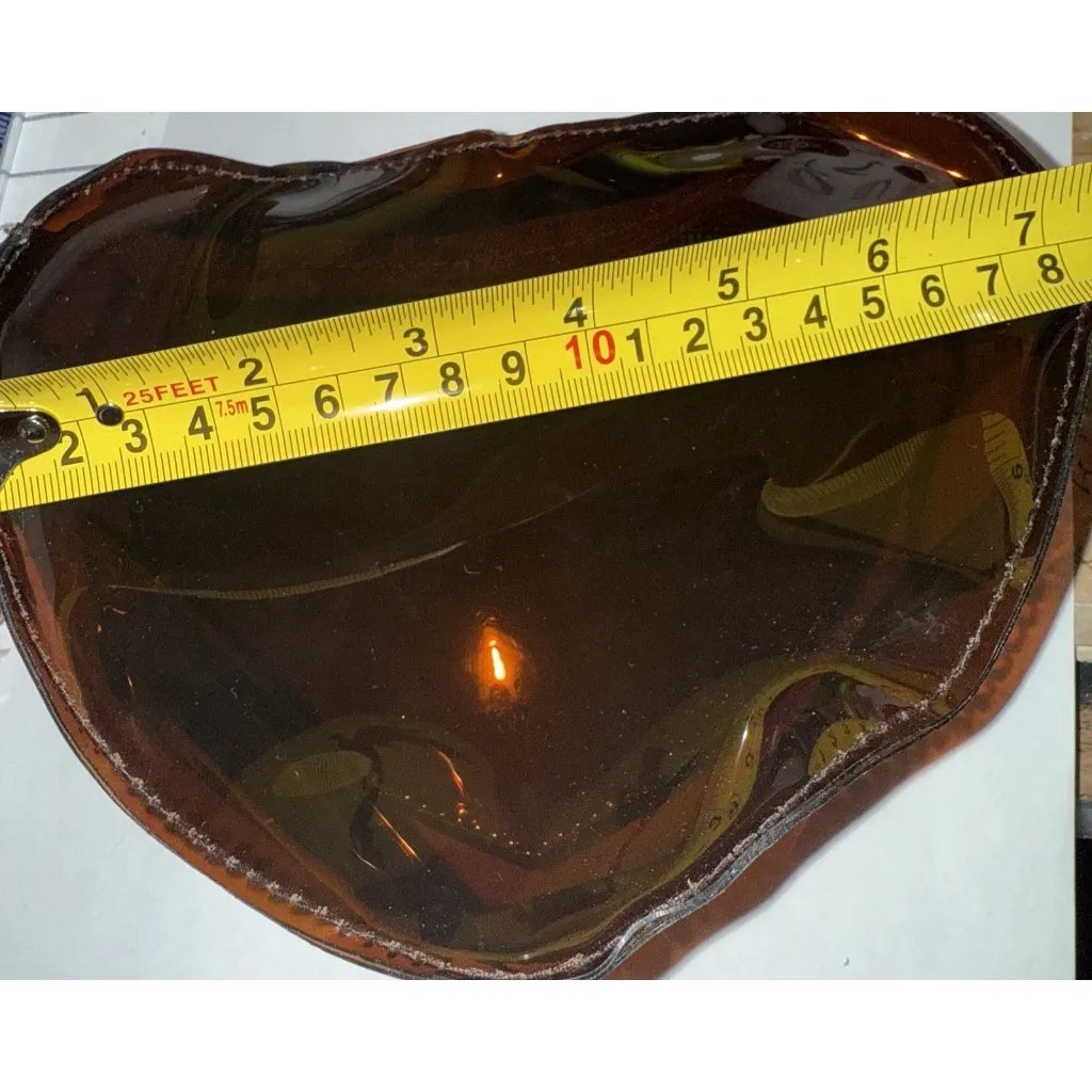 Brown Plastic Heart Shaped Crossbody Bag Purse Gold Chain Strap Translucent - Image 6