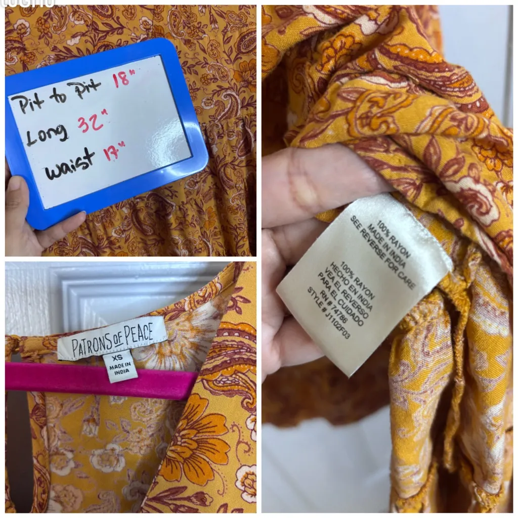 Patrons of Peace Toluca Border Orange Yellow Paisley A Line Swing Dress X-Small - Image 5