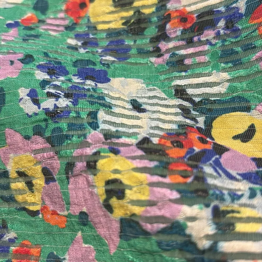 Maeve by Anthropologie Quinn Green Multicolor Floral Textured Top Women's Size 0 - Image 7