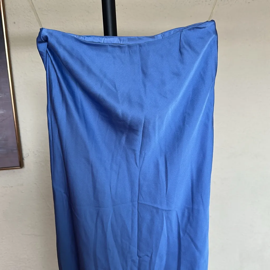 HOUSE OF CB 'Clara' Blue Satin Bias Cut Midi Skirt‎ NWOT Size S - Image 6