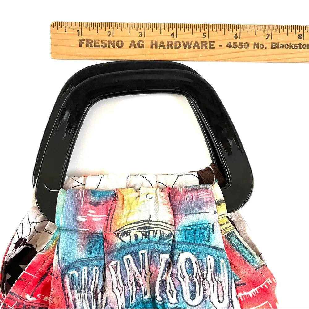 Vintage Handmade Reversible Purse patterns and brown lucite look handles - Image 11