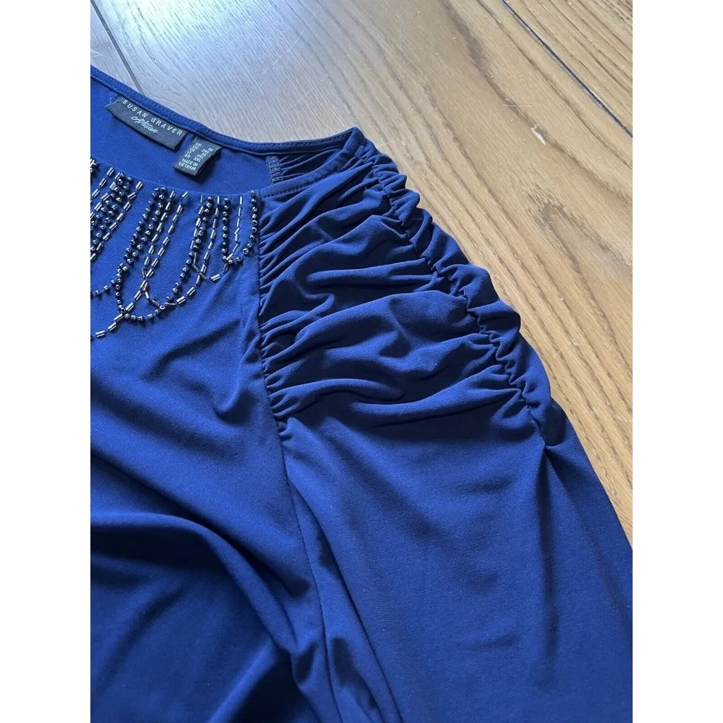 SUSAN GRAVER Artisan Womens Size US 1X Beaded Tunic Shirt Ruffle Shoulders City‎ - Image 5