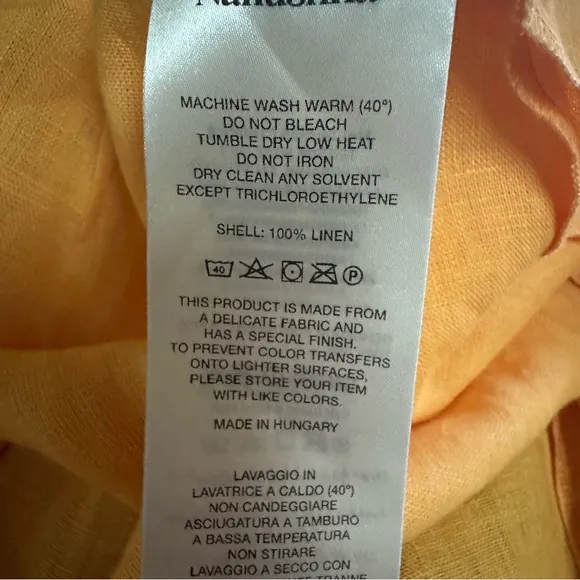 Nanushka‎ Kubra Dress L Orange Linen Cutout Tie Front Midi Size L - Image 13