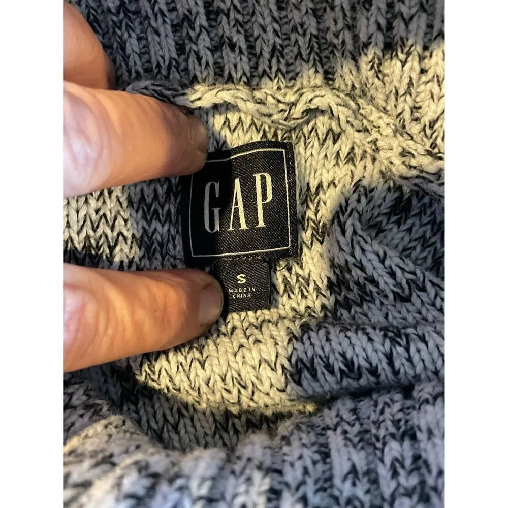 Gap Black and White Cable Knit Turtleneck Sweater Size Small - Image 13