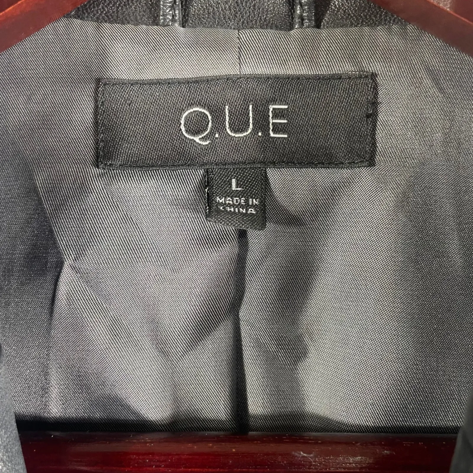 Q.U.E Genuine Lambskin Leather Blazer Jacket Black Size L Lined Button‎ Front Size L - Image 14