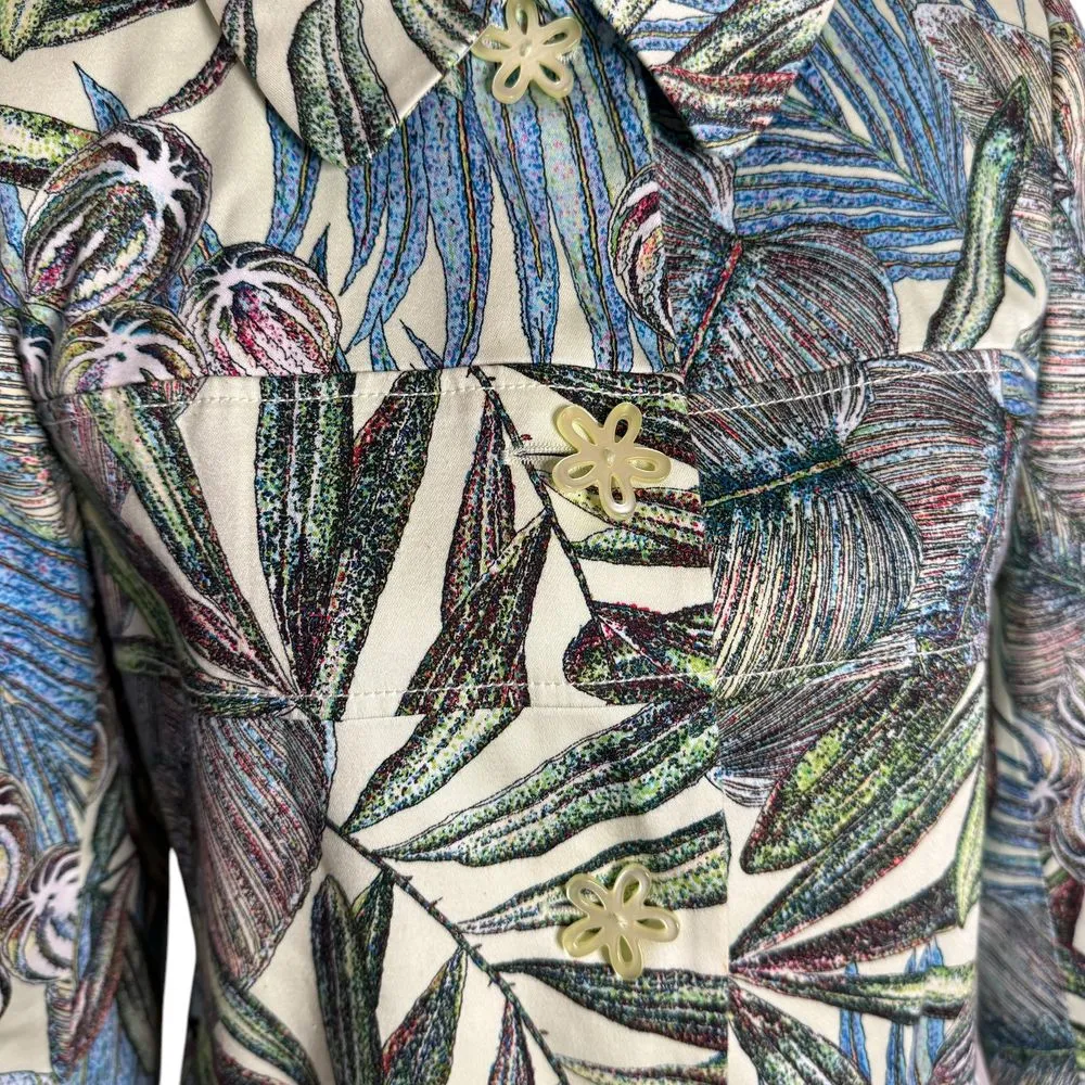 Harve Benard Tropical Print Blazer Jacket Size 6 Button Maximalist Green - Image 3