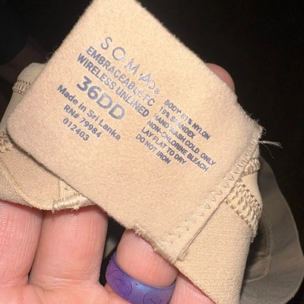 Soma Embraceable wireless unlined nude 36DD soft bra - Image 3