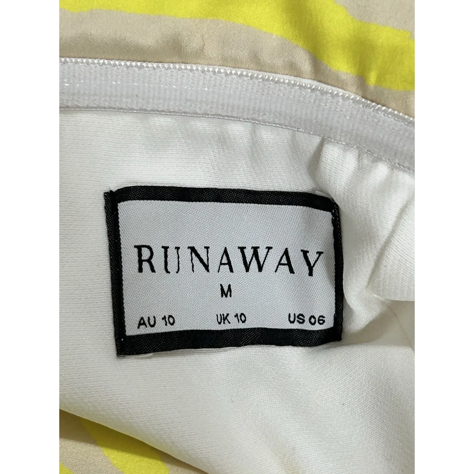 RUNAWAY THE LABEL Mini Dress Women Yellow Striped Strapless 6 - Image 4