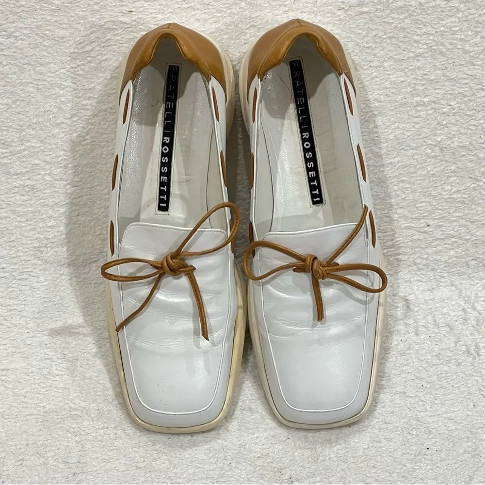 Fratelli Rossetti Off White Leather Loafers Size 6.5 Tan - Image 6
