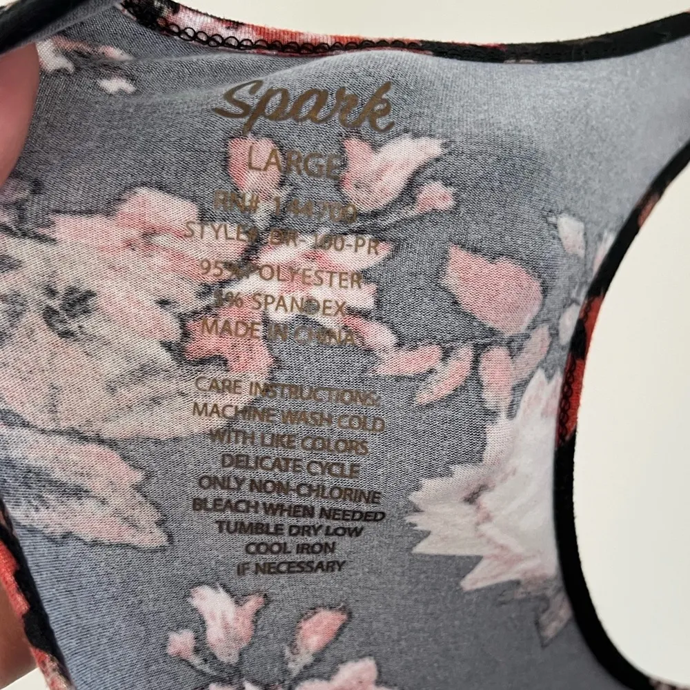 Spark Black Floral Print Midi Form Fitting Sleeveless Dress Size Large - Image 5