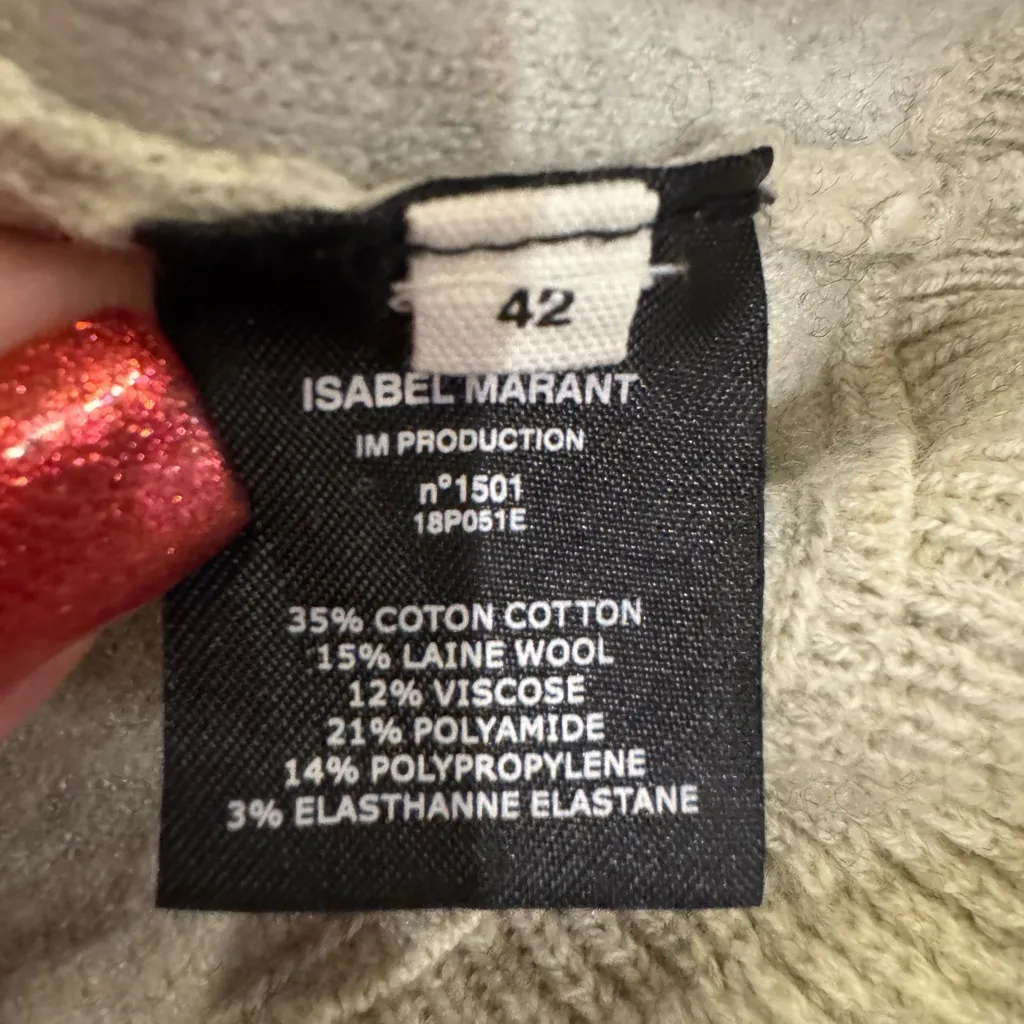 ISABEL MARANT ETOILE Woman’s Kao Wool Blend Cropped Oversized Sweater 42/10 $335 - Image 9