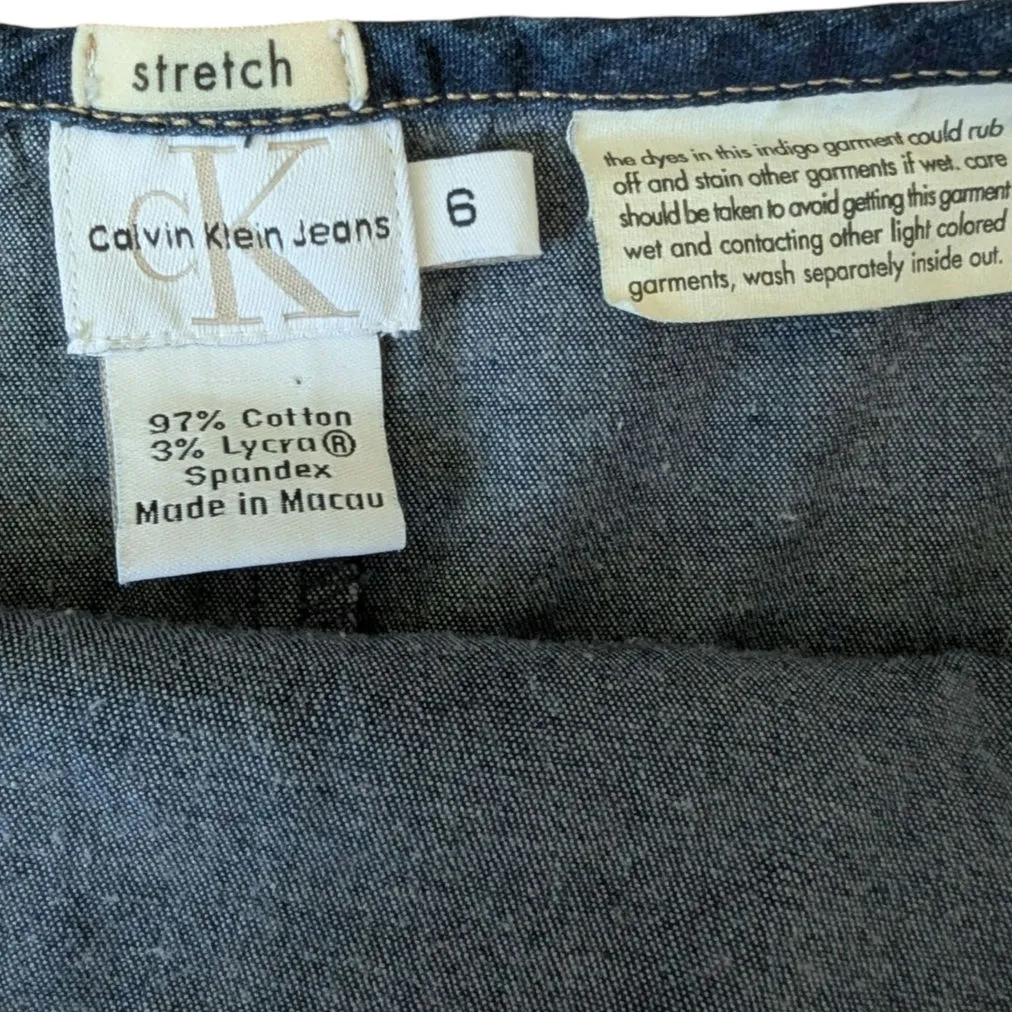 Vintage 90s Y2K Calvin Klein Navy Denim Slip Dress Size 6 - Image 3