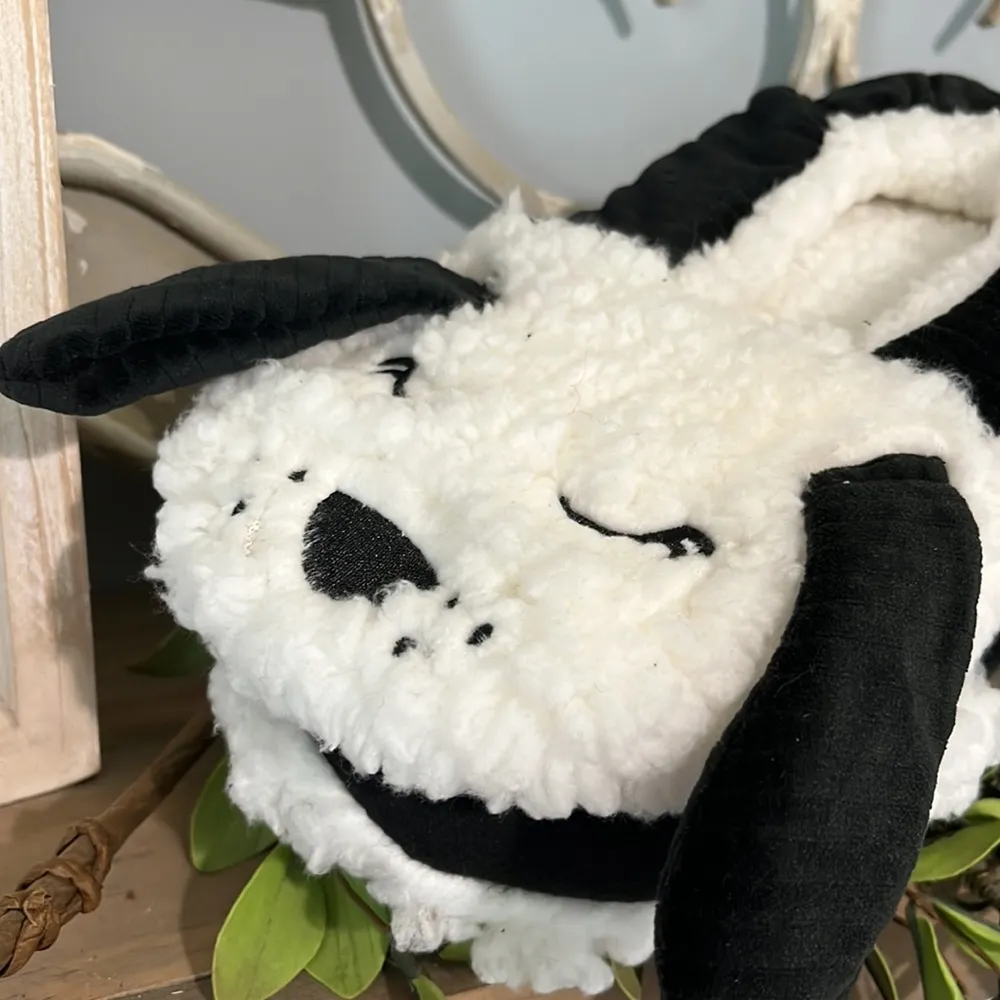 Fuzzy Bubba Puppy Dog Slippers Black White Comfy Womens New - Image 3