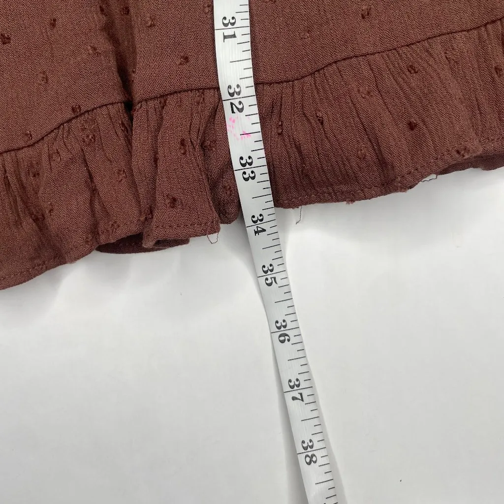 Women's Chocolate Brown Ruffles Popcorn Cutout Bell-Sleeve Dress Size L - Image 6