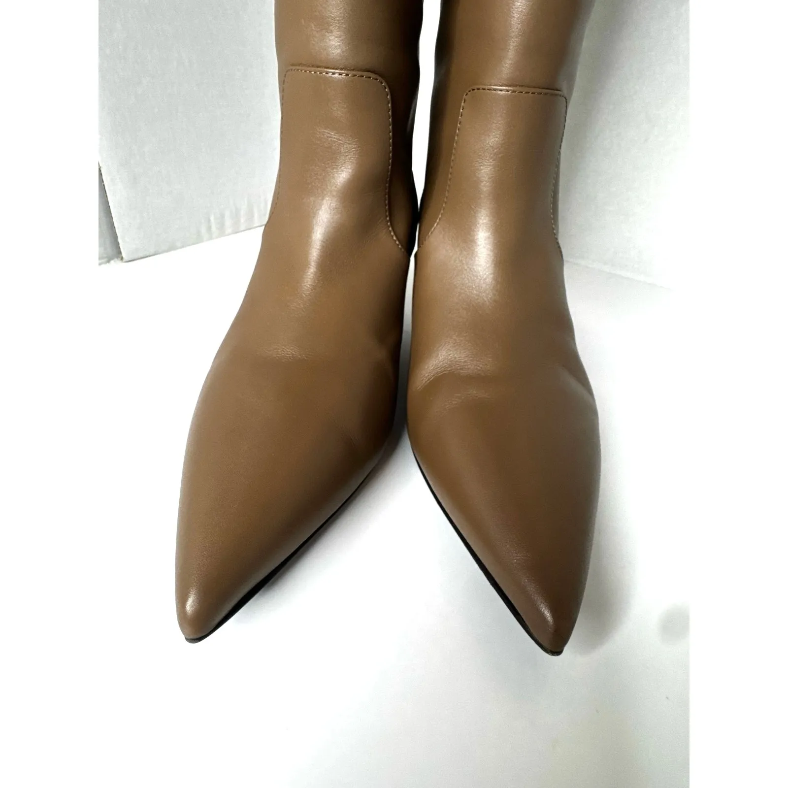 BRUNELLO CUCINELLI Ball Chain Knee-High Tan Leather Boots Women’s Size 40 IT - Image 12