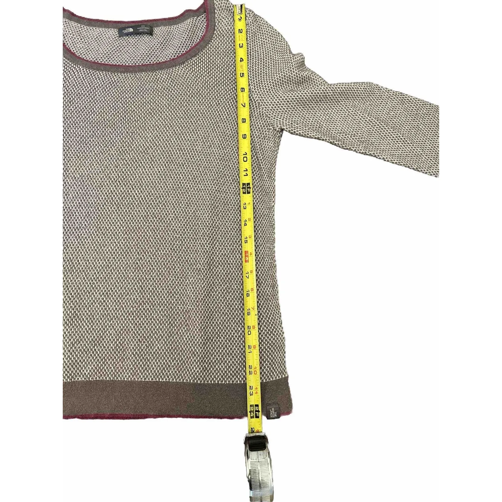 North Face Women Medium Sweater Gray Houndstooth Preppy Outdoors Light Academia - Image 6