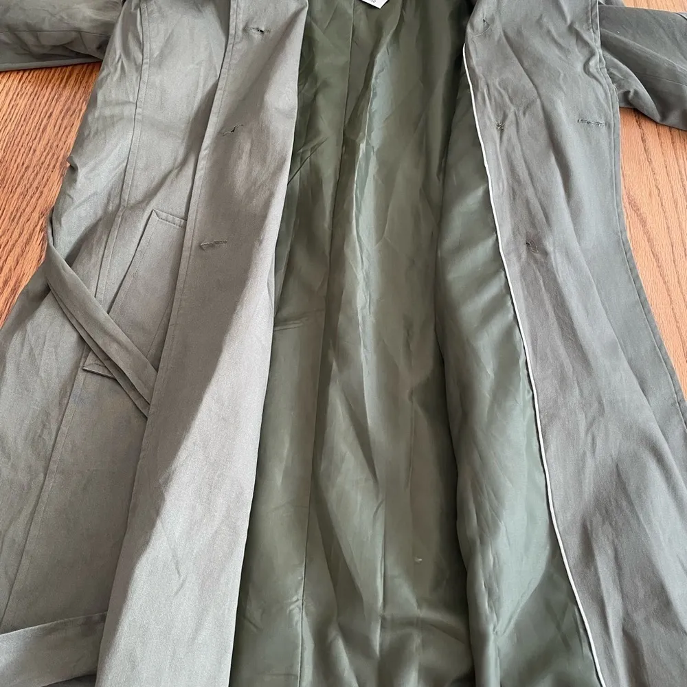 Ashley Stewart Double Breasted Trench Belted Coat Size 12 Color Olive Green NWT - Image 10