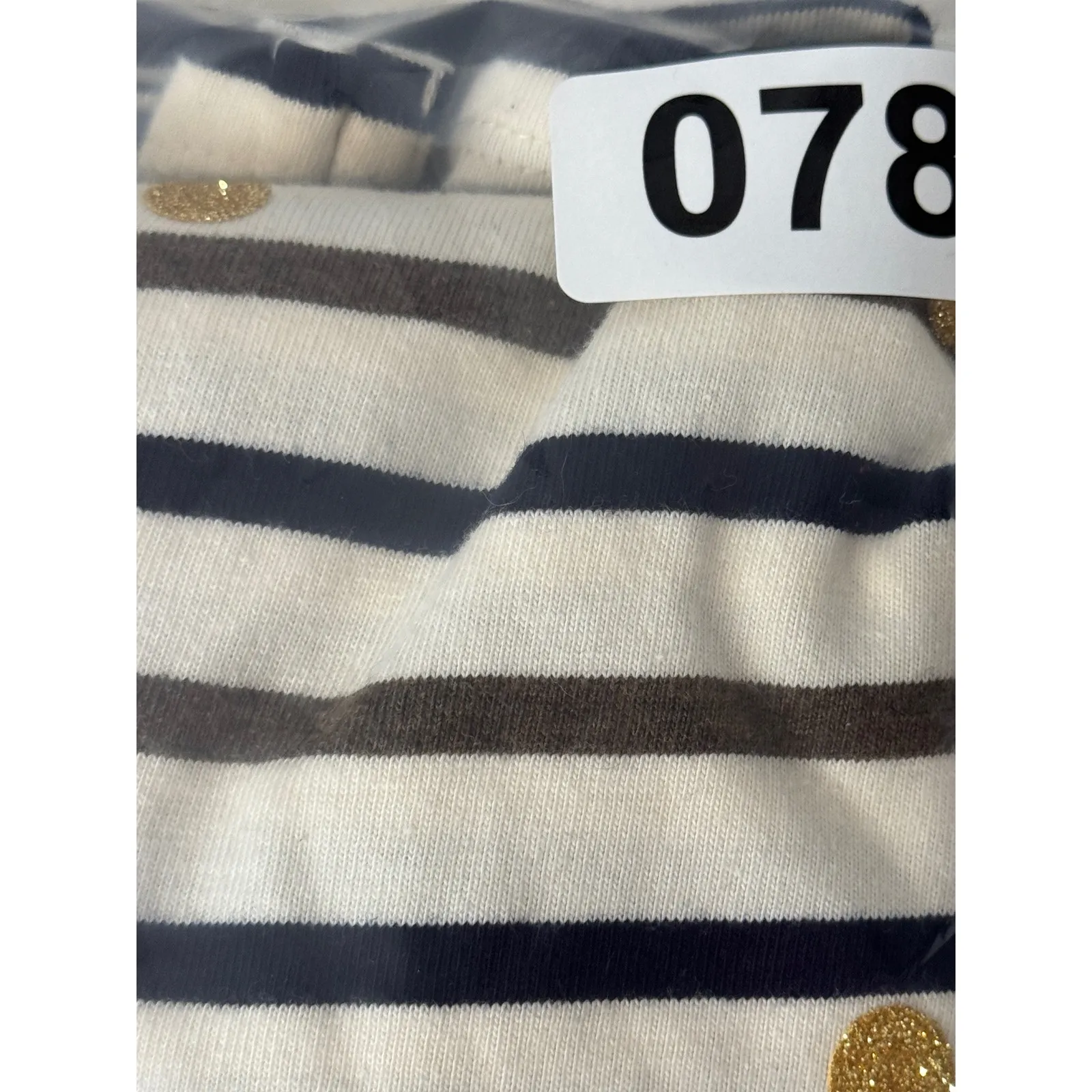 Talbots Womens Striped Long Sleeve Top Glitter Dot Boat Neck Casual M - Image 8