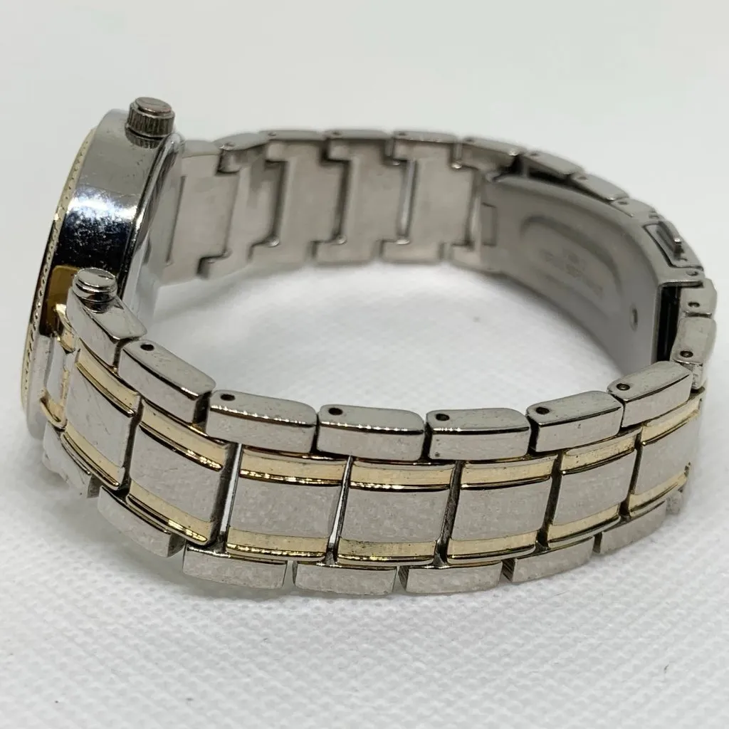 Jones New York silver gold tone women watch 32mm round quartz analog running - Image 4