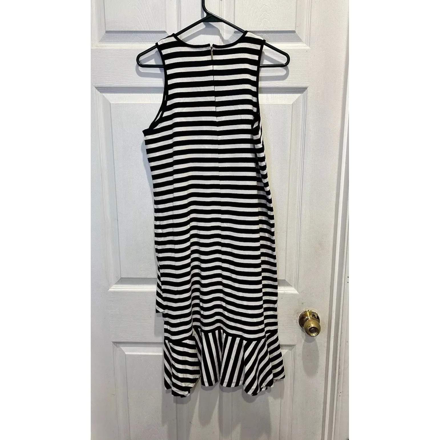 Lauren Ralph Lauren Womens Striped Sleeveless Ruffle Hem Dress Black White M - Image 4
