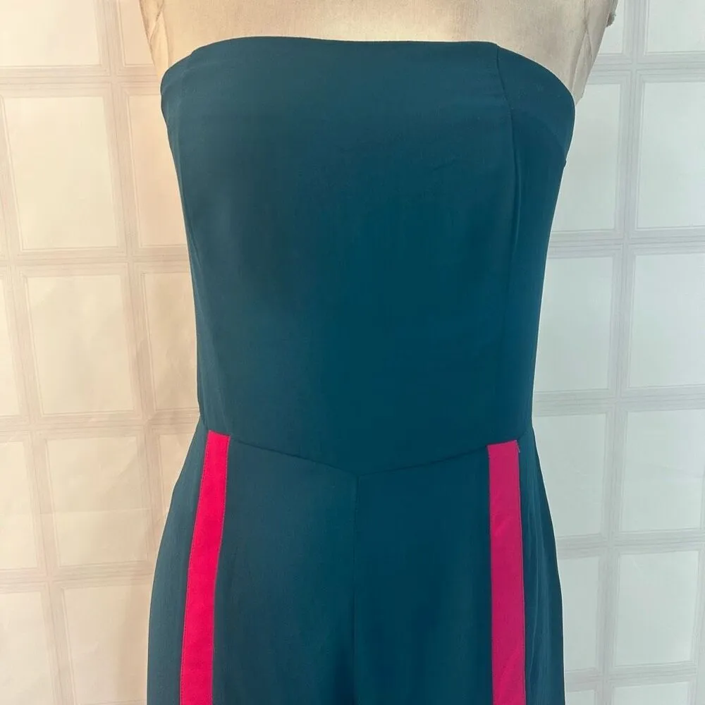 Prettylittething Strapless contrast snap front wide leg jumpsuit size  8 - Image 5