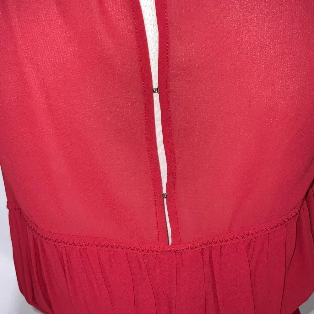 Doe & Rae Red Sleeveless Chiffon Overlay Flowy Casual Career Party Dress Small - Image 9