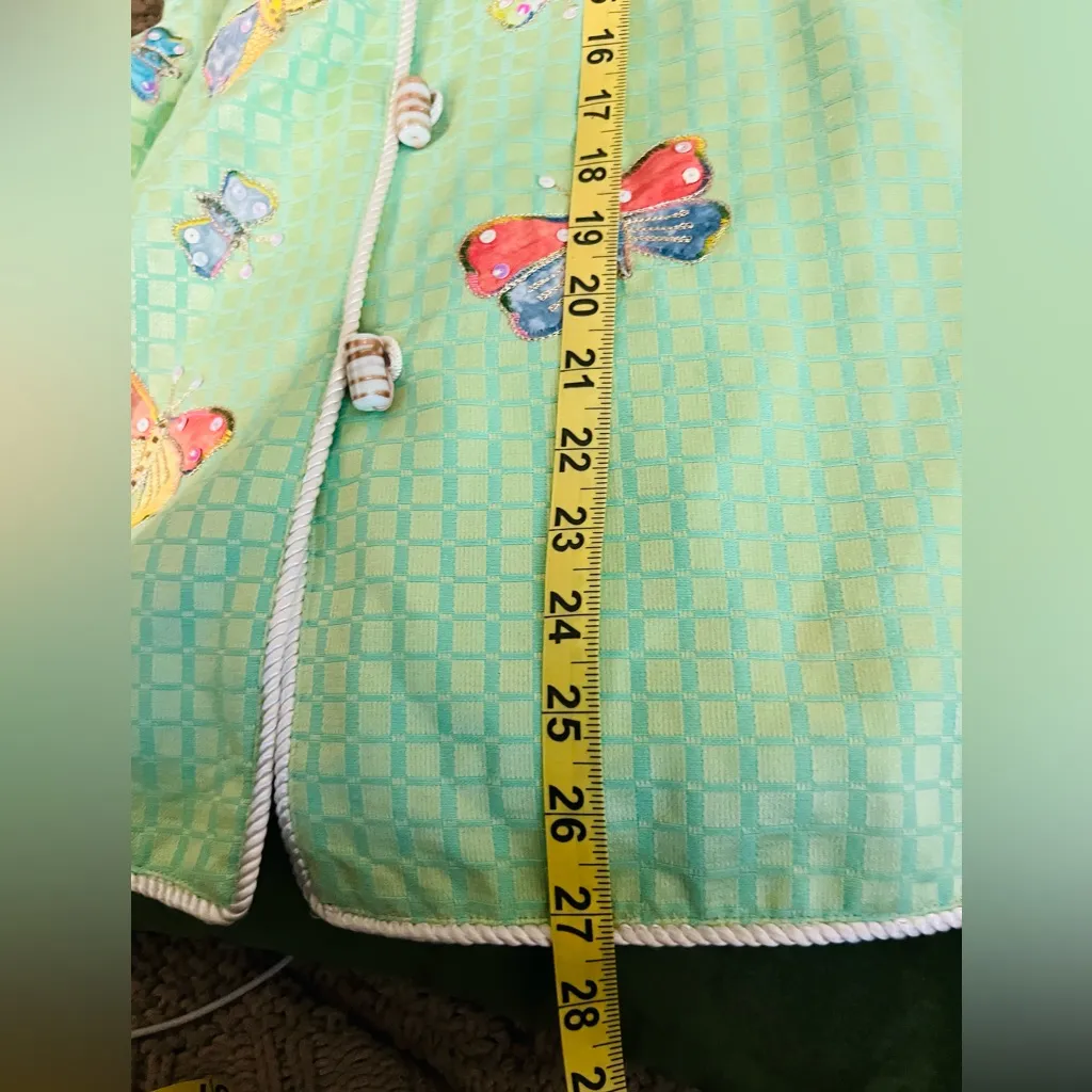 Indigo Moon Mint Green Sequin Butterflies Jacket size medium gentle use - Image 14