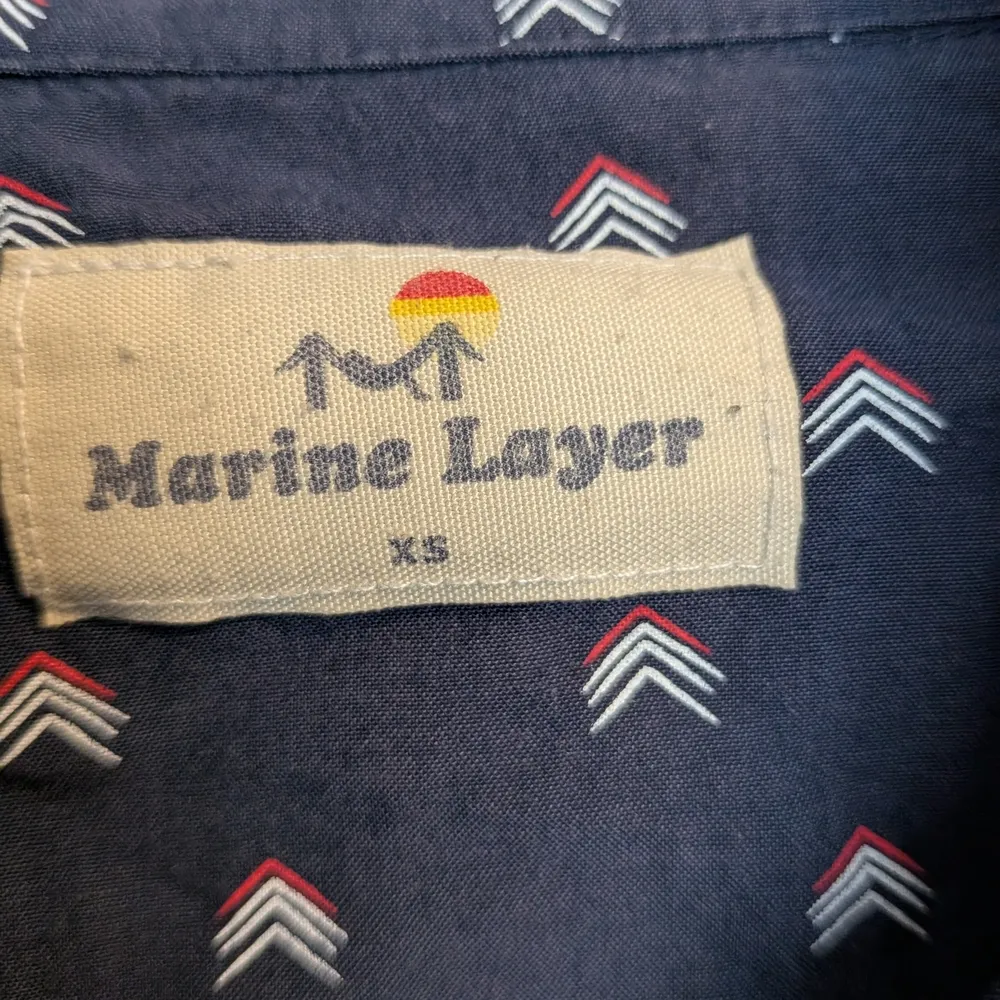 Marine Layer Navy Patterned Shirt Dressed Size XS - Image 2
